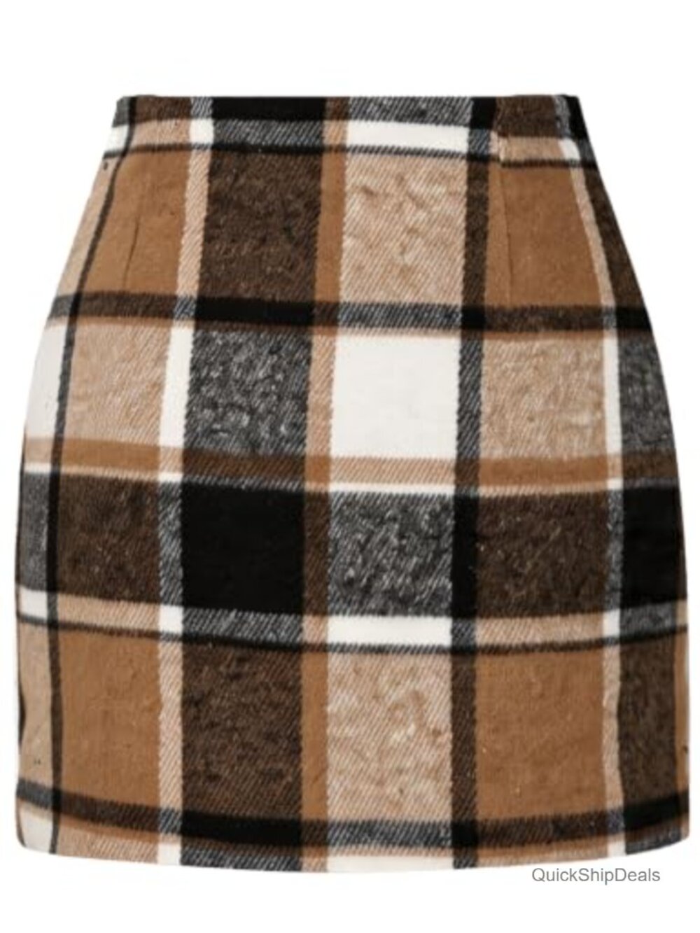 Plaid Pencil Mini Skirt High Waisted Bodycon Above Knee Invisible Side Zipper